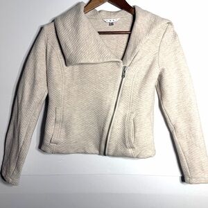 CAbi Cream Oatmeal Quilted Asymmetrical Zip Moto Biker Ryder Jacket